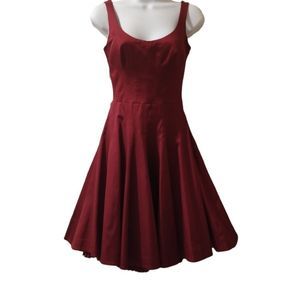 Karen Millen sleeveless mini  special occasion dress swing skirt burgundy size 2